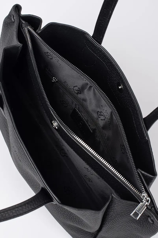 Schwarze Kunstleder-Handtasche