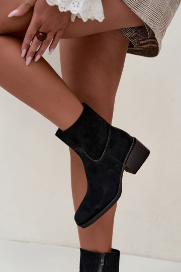 Damen Stiefeletten aus Kunstveloursleder mit Absatz in schwarzer Iveris 2