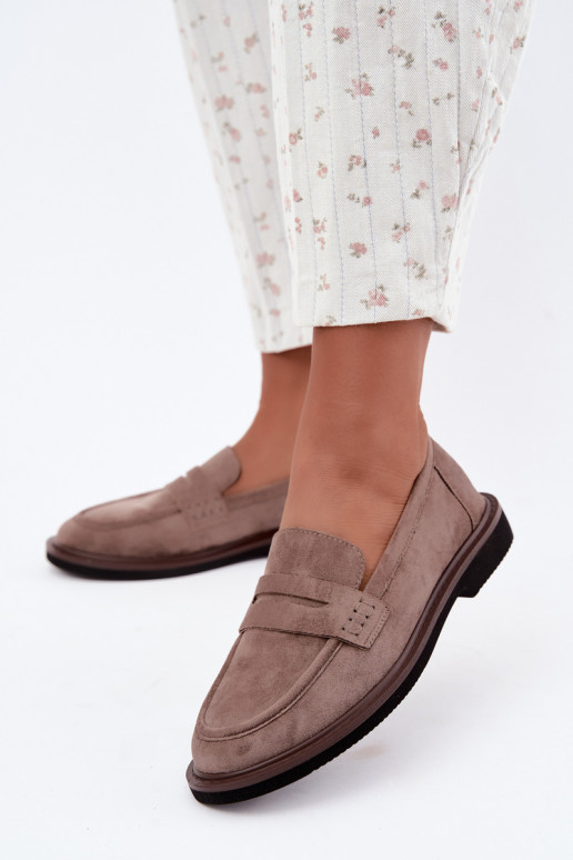 Damen Mokassins aus Veloursleder in sandfarbener Vinceza 62335