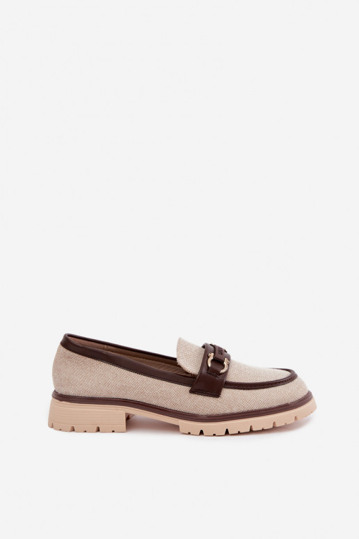 Damenmokassins mit eleganten Details in Sand- und Braunfarbe Brika