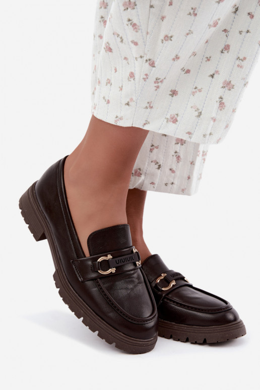 Damenmokassins mit eleganten Details in Schokoladenfarbe Brika