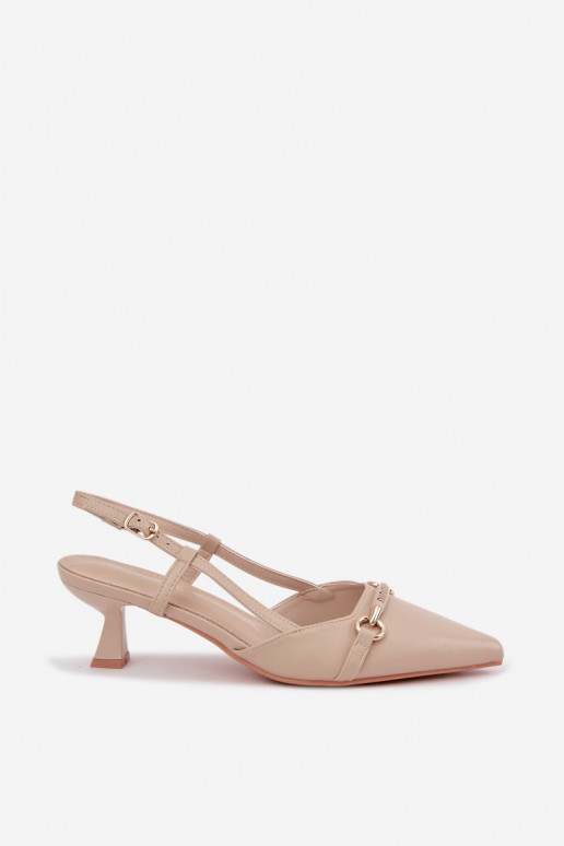 Damenabsatzsandalen mit spitzen Zehen in Sandfarbe Felessa