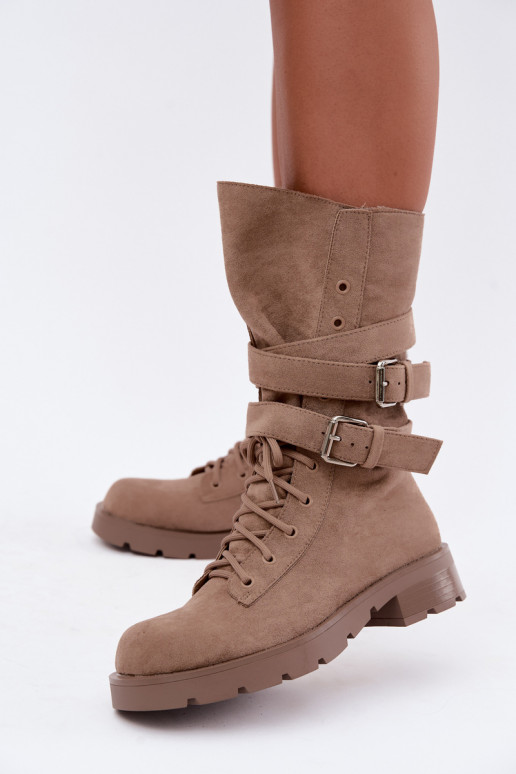 sich Zuarm laufen Arbeitsstiefeletten mit Schnallen Beige Patsy