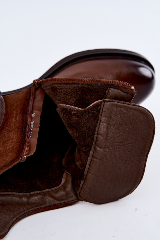 Ismerae braune Stiefeletten mit breiten Absätzen