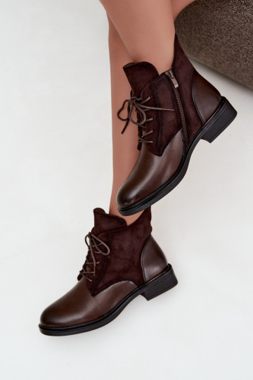 Ismerae schokoladenbraune Stiefeletten mit breiten Absätzen 2