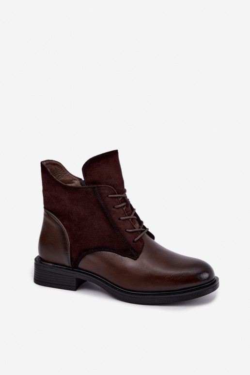 Ismerae schokoladenbraune Stiefeletten mit breiten Absätzen