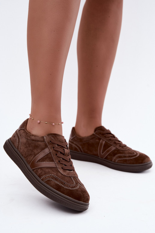 Cariva braune Leder- und Veloursleder-Sneaker