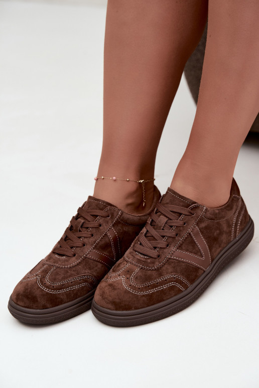 Cariva braune Leder- und Veloursleder-Sneaker