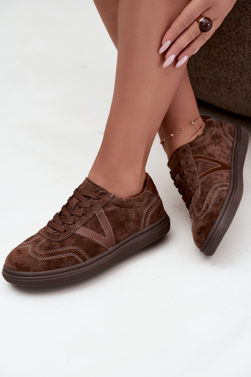 Cariva braune Leder- und Veloursleder-Sneaker