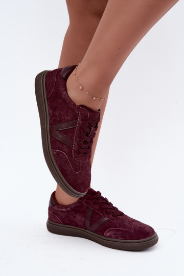Cariva bordeaux Leder- und Veloursleder-Sneaker 2