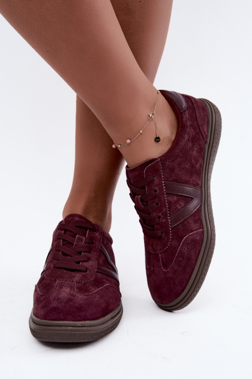 Cariva bordeaux Leder- und Veloursleder-Sneaker