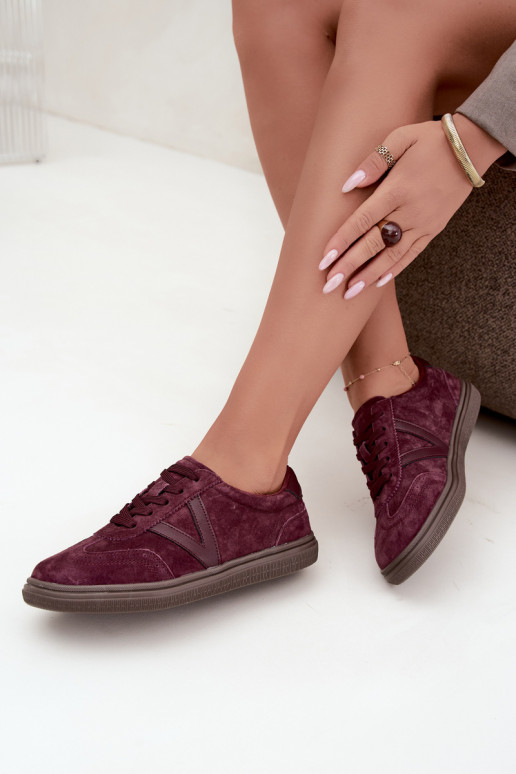 Cariva bordeaux Leder- und Veloursleder-Sneaker