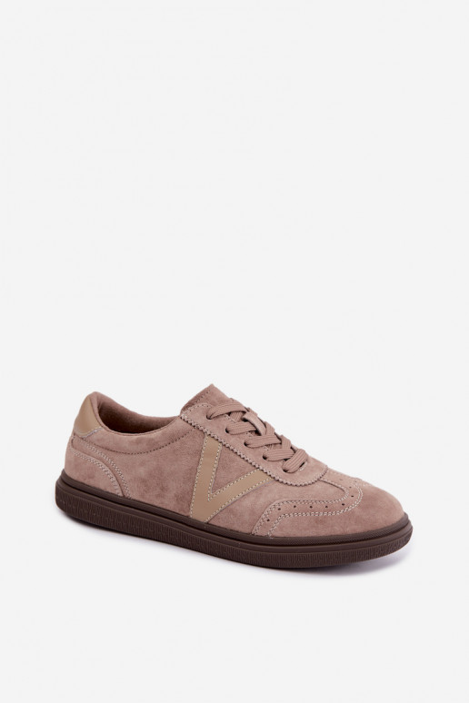 Cariva sandfarbene Leder- und Veloursleder-Sneaker