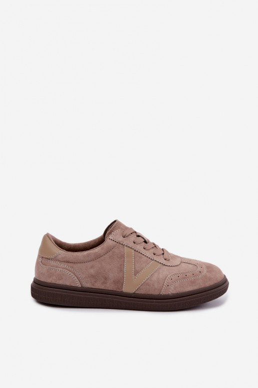 Cariva sandfarbene Leder- und Veloursleder-Sneaker