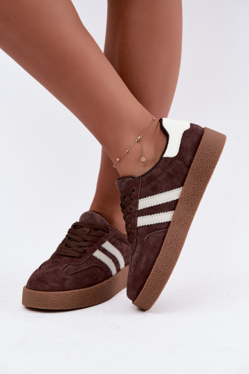 Bellmont schokoladen- und weiße Kunstveloursleder-Sneaker