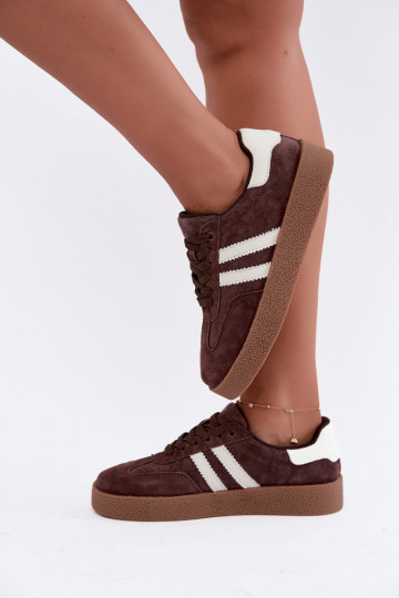 Bellmont schokoladen- und weiße Kunstveloursleder-Sneaker 2