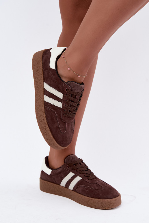 Bellmont schokoladen- und weiße Kunstveloursleder-Sneaker