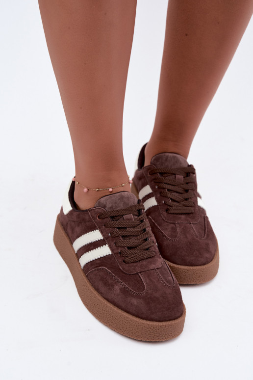 Bellmont schokoladen- und weiße Kunstveloursleder-Sneaker