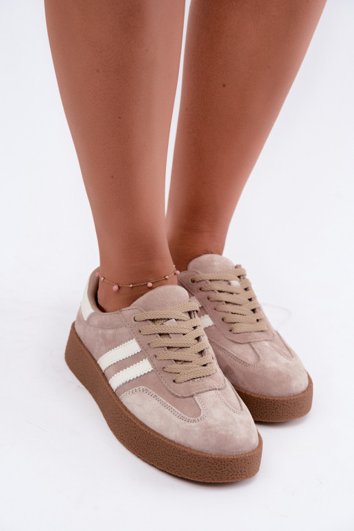 Bellmont sandfarbene Kunstveloursleder-Sneaker