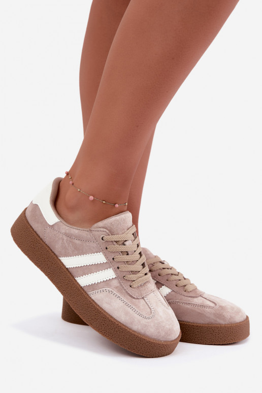 Bellmont sandfarbene Kunstveloursleder-Sneaker