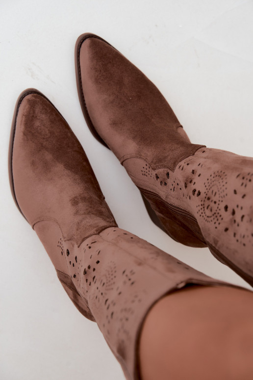 Garena braune Cowboy-Stiefel mit Ausschnitten