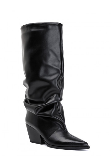 Damenstiefel Mit gekräuseltem Oberteil mit Absätzen schZuarze Farbe Durela 2
