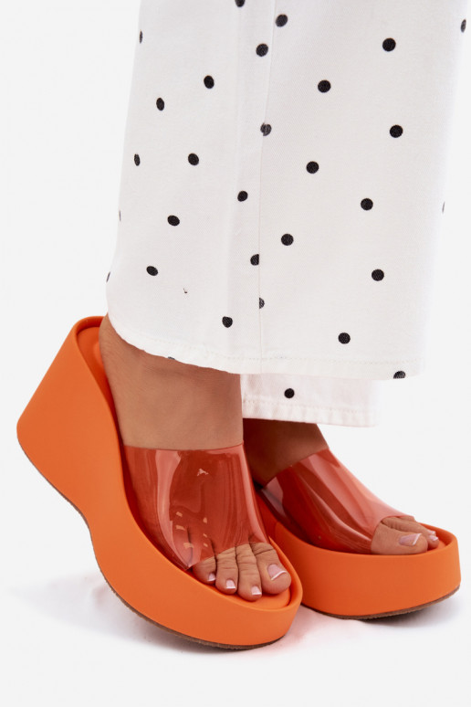 Orange Damen-Slipper mit transparenten Riemen Zolretia