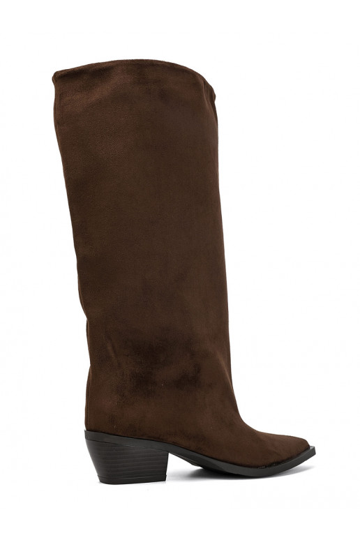 Stiefeletten mit Absatz aus braunem Kunstveloursleder Casella
