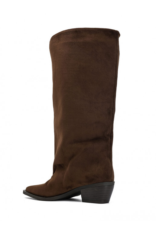 Stiefeletten mit Absatz aus braunem Kunstveloursleder Casella