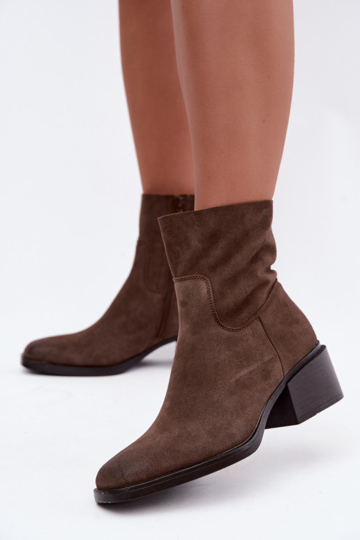 Damen Stiefeletten aus braunem Veloursleder Iveris