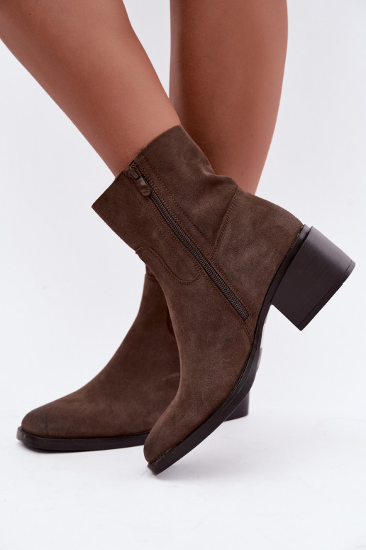 Damen Stiefeletten aus braunem Veloursleder Iveris
