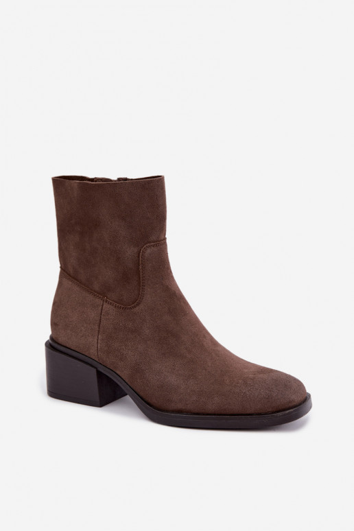 Damen Stiefeletten aus braunem Veloursleder Iveris