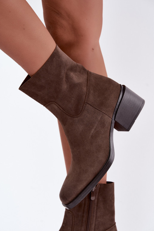 Damen Stiefeletten aus braunem Veloursleder Iveris