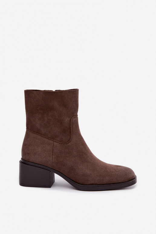 Damen Stiefeletten aus braunem Veloursleder Iveris