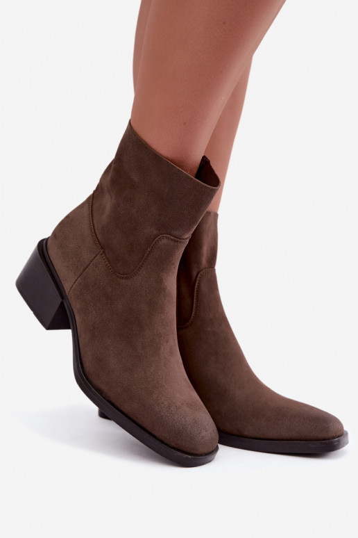 Damen Stiefeletten aus braunem Veloursleder Iveris