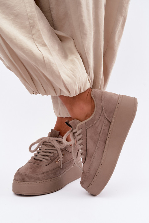 Sneaker aus Veloursleder mit Plattform in Ton Teysa