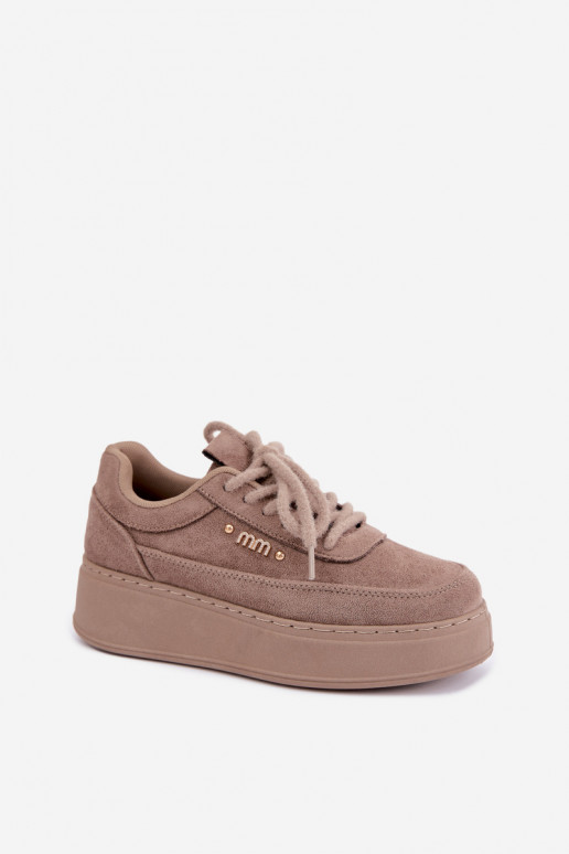 Sneaker aus Veloursleder mit Plattform in Ton Teysa