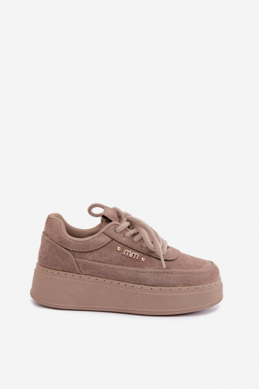 Sneaker aus Veloursleder mit Plattform in Ton Teysa