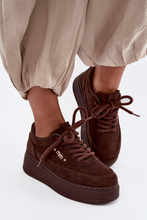 Sneaker aus Veloursleder mit Plattform in Schokolade Teysa