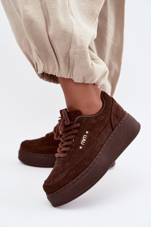 Sneaker aus Veloursleder mit Plattform in Schokolade Teysa