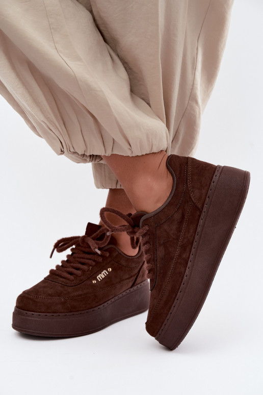 Sneaker aus Veloursleder mit Plattform in Schokolade Teysa