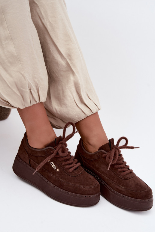 Sneaker aus Veloursleder mit Plattform in Schokolade Teysa