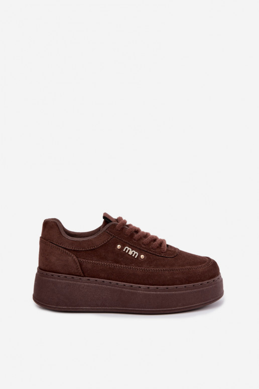 Sneaker aus Veloursleder mit Plattform in Schokolade Teysa