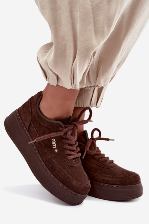 Sneaker aus Veloursleder mit Plattform in Schokolade Teysa
