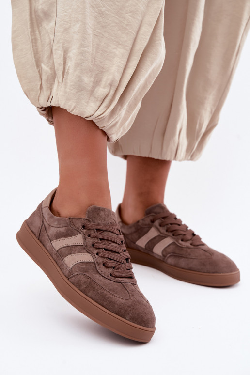 Damen Sneakers aus braunem Veloursleder Vinceza 95438