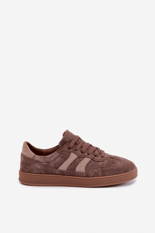 Damen Sneakers aus braunem Veloursleder Vinceza 95438