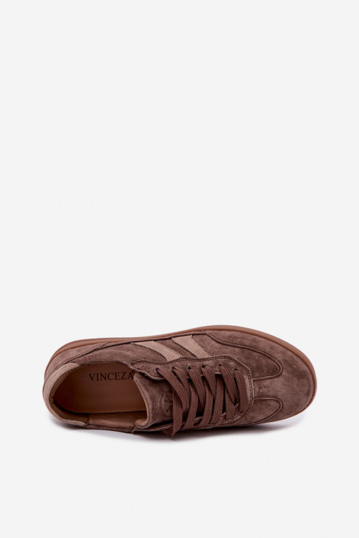 Damen Sneakers aus braunem Veloursleder Vinceza 95438