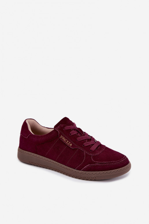 Damen Sneakers aus bordeaux Veloursleder Vinceza 79635