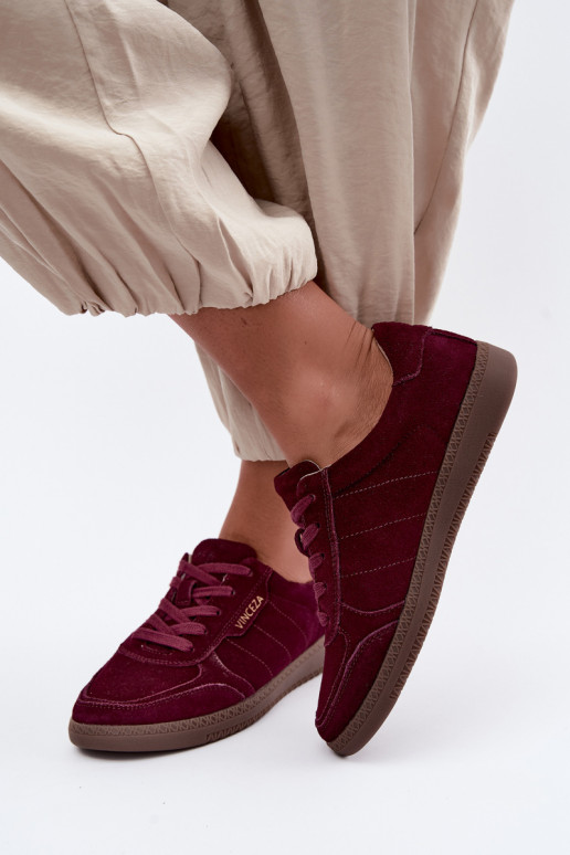 Damen Sneakers aus bordeaux Veloursleder Vinceza 79635