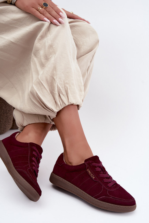 Damen Sneakers aus bordeaux Veloursleder Vinceza 79635
